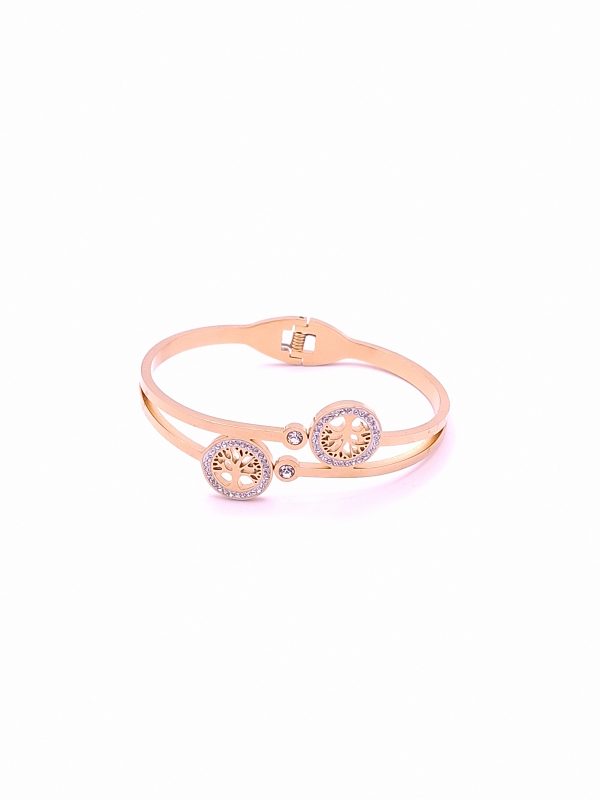 Armreif aus Titanstahl 18k vergoldet Unendlichkeitsbaum