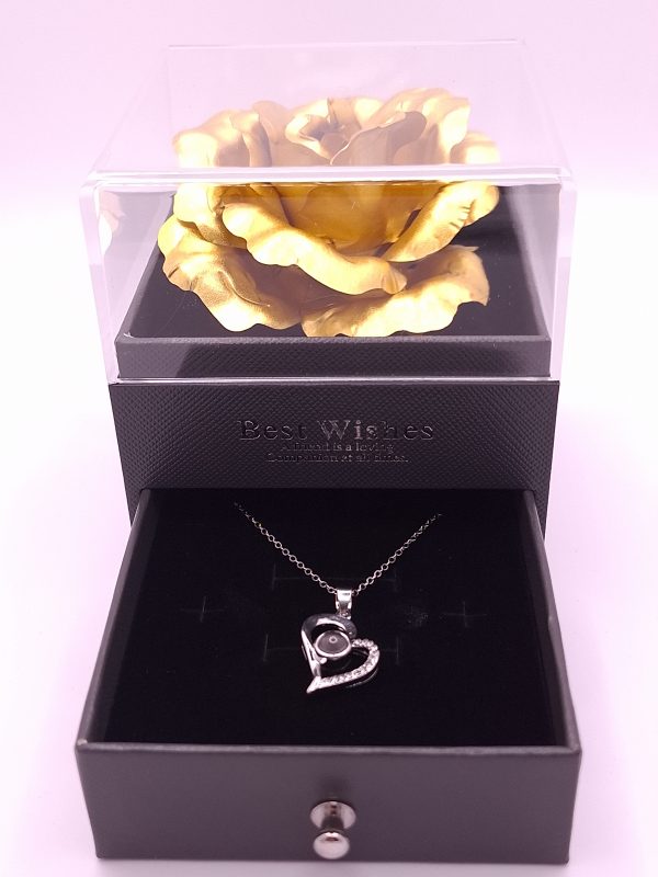 Geschenkset mit Kette und goldener Rose (2)