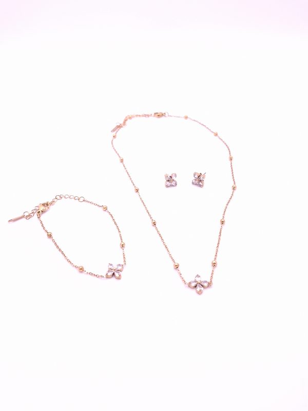 Schmuckset Blume Halskette Armband Ohrringe